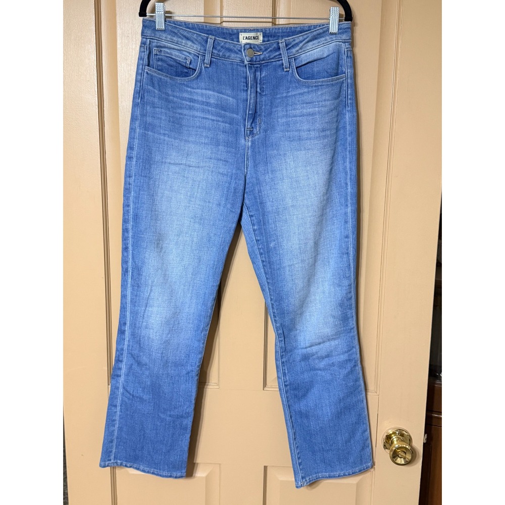 L'AGENCE High Rise Straight‎ Leg Jeans Medium Wash Stretch Denim Size 30